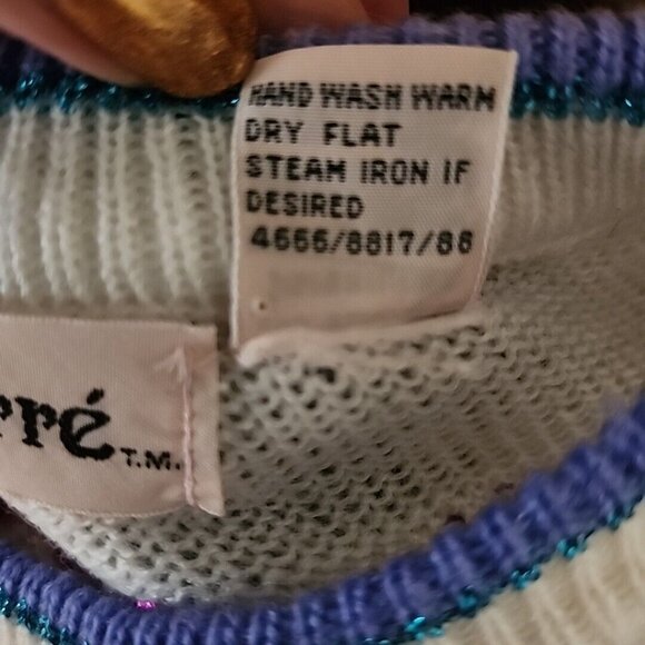 Medium Vintage Adell Barre Sweater Holiday Christmas Sparkly Snowflake White - Picture 8 of 8